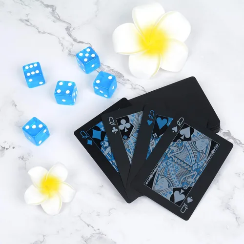 Vista 4 de Juegos de cartas de póquer, juegos de dados de mesa de póquer, de PVC, apilables, de grado AAA, precisión de casino, dados con bordes y esquinas