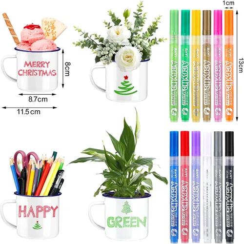 Vista 3 de Newtay Juego de tazas pintadas de 16 piezas de graduación, tazas de café personalizadas, puedes decorar café, kit de decoración de graduación, tu