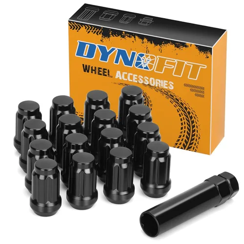 Vista 10 de dynofit Tuercas de rueda de 1/2x20, 4 tuercas de orejeta cromadas negras de 1/2''-20 del mercado de accesorios con 1 llave, asiento cónico/cono