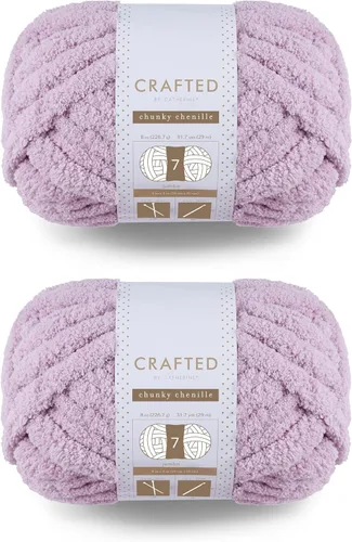Vista 11 de Crafted By Catherine Hilo de Chenille Grueso - Paquete de 2 (8 oz / 227 g, 31.7 Yardas Cada Madeja), Beige, Calibre 7 Jumbo
