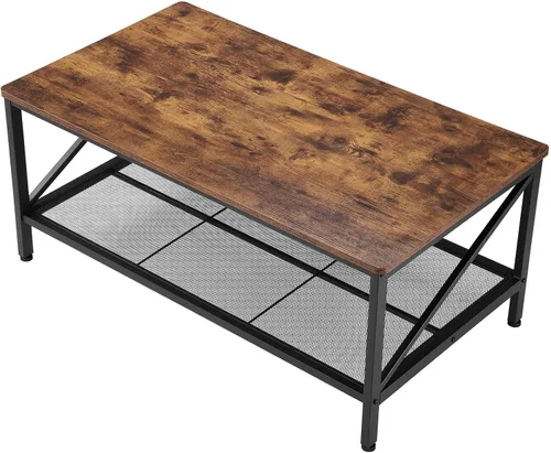 Vista 6 de VEVOR Juego de 3 mesas para sala de estar, mesa de café industrial de 41.3 pulg con 2 mesas auxiliares cuadradas, juego de mesas de café