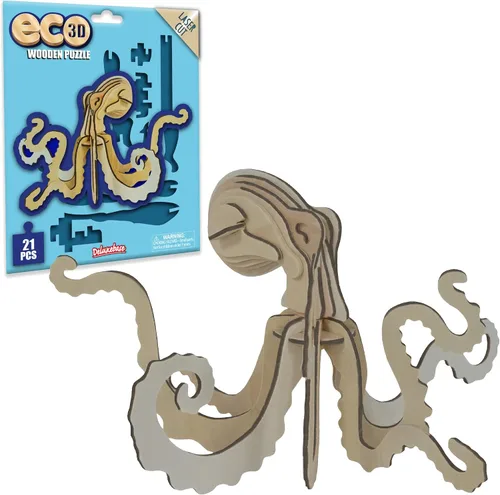 Vista 29 de Rompecabezas de madera Eco 3D de Deluxebase. Kit de manualidades de rompecabezas 3D con temática animal. Juguetes de animales de safari de madera