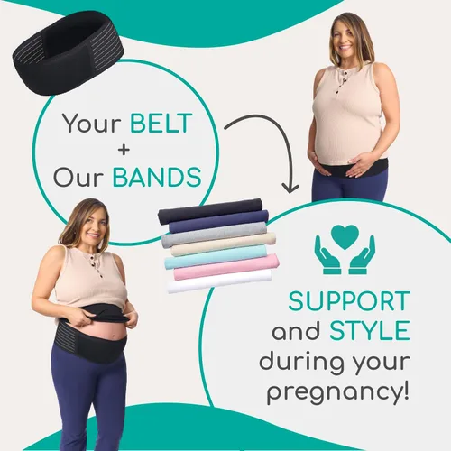 Vista 5 de Bandas para el vientre: disponibles en 8 tamaños y 7 colores. Extensor de camisa de maternidad y posparto, 3 paquetes para todas las etapas