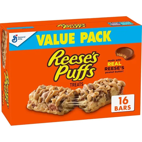 Vista 10 de REESE'S Puffs Barras de Cereales Dulces, Mantequilla de Maní y Cacao, Barras de Aperitivo, 8 Ct, 6.8 oz