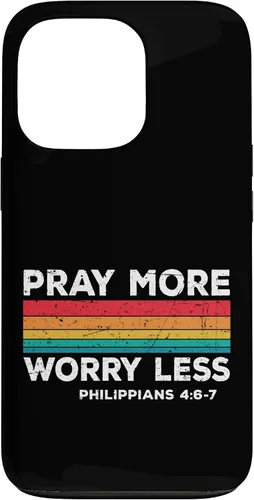 Vista 10 de iPhone 16 Faith Christians God Jesus Pray more worry less Case