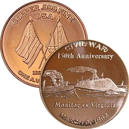 Vista 4 de Jig Pro Shop Serie Civil War 1 oz .999 Medallón de cobre puro