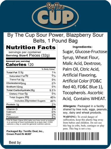 Vista 2 de By The Cup Blazpberry Sour Belts, bolsa a granel de 1 libra