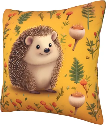 Vista 3 de Fundas de almohada decorativas con estampado de erizo, fundas de cojín cuadradas, funda de cojín suave, funda de almohada para decoración del hogar