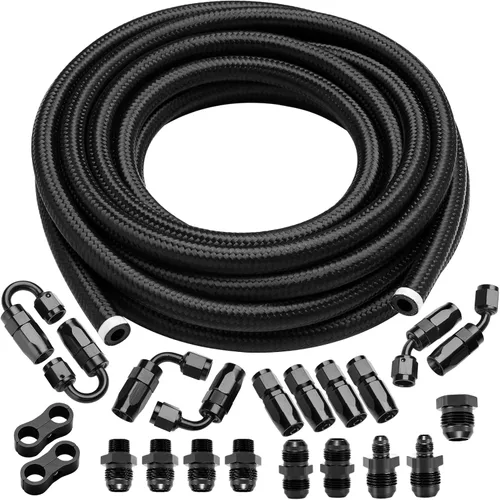 Vista 7 de Kit de línea de combustible 6AN de nailon trenzado CPE de 10 pies con accesorios de extremo de manguera AN6, negro