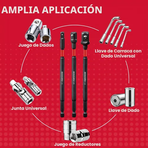 Vista 4 de Geinxurn Juego de adaptadores de enchufe de impacto de 8 piezas, accionamiento cuadrado de 3/8 pulgadas, juego de broca de extensión de 2.5 pulgadas