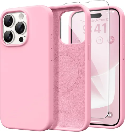 Vista 173 de GONEZ Funda magnética para iPhone 14, compatible con Magsafe, con protector de pantalla + protector de cámara, forro de microfibra antiarañazos
