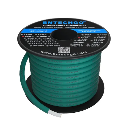 Vista 13 de Bntechgo 8 alambres de silicona suave y flexible, silicona resistente a altas temperaturas, altamente eficiente 8 AWG calibre, 1650 hilos de alambre