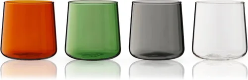 Vista 9 de Viski Aurora Tumblers - Copas de vino de colores, divertidas copas de cóctel teñidas en transparente, gris, verde y ámbar, aptas para lavavajillas