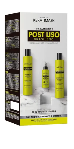 Vista 2 de PLACENTA LIFE KERATIMASK - Kit de poste alisador brasileño (champú (8.5 fl oz) + acondicionador (8.5 fl oz) + protector de calor. Haz que tu alisado