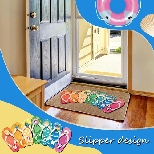 Vista 6 de Tallew Chanclas de verano para puerta, antideslizantes, de goma, para verano, bienvenida, náuticas, para playa, para interiores y exteriores, tapete