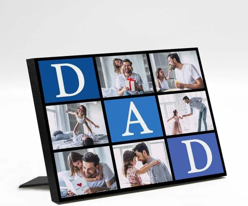 Vista 17 de InterestPrint Panel de fotos personalizado para papá y nombre para exhibición de mesa, Papá te amamos más que todas las estrellas en el cielo, marco