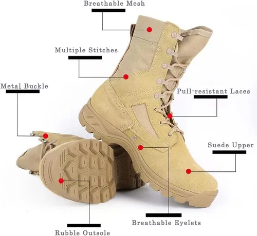 Vista 5 de BPKW IDS852 - Botas tácticas militares de combate para hombre, calzado para senderismo, senderismo, mochilero, zapatos de trabajo al aire libre