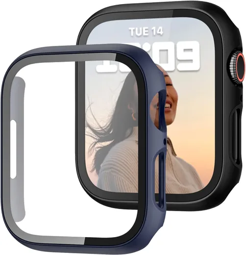 Vista 12 de JZK - 2 fundas con protector de pantalla de vidrio templado para Apple Watch Series 3/2/1 de 38 mm, ultradelgadas, de cobertura completa Negro/Negro