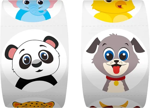 Vista 5 de 600 adorables calcomanías redondas de animales terrestres en 16 diseños con línea perforada versión ampliada (cada uno mide 1.5 pulgadas de diámetro)