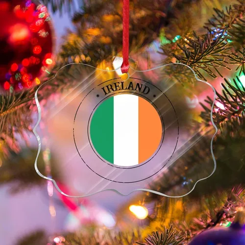 Vista 13 de Adorno de silueta de bandera de Islandia para decoración del árbol de Navidad, bandera nacional, recuerdo divertido de Navidad, decoración colgante