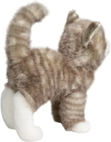 Vista 7 de Douglas Zipper - Gato atigrado gris de felpa con cremallera, animal de peluche