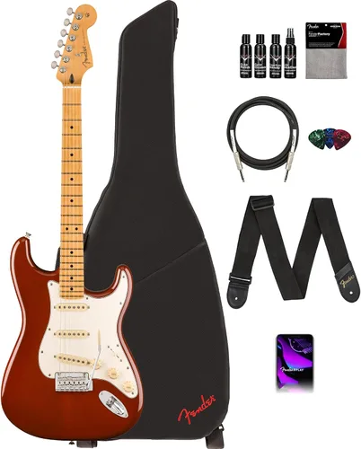 Vista 38 de Fender Player II Modified Stratocaster - Paquete de atardecer con bolsa de concierto, correa, cable, paquete de 3 púas y kit de limpieza de guitarra