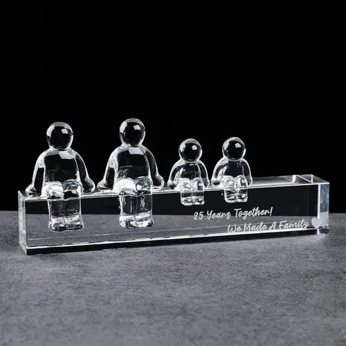 Vista 9 de Ornalrist Regalos de cristal de aniversario de boda de plata para esposa, 25 años juntos hicimos un recuerdo de decoración de cristal familiar