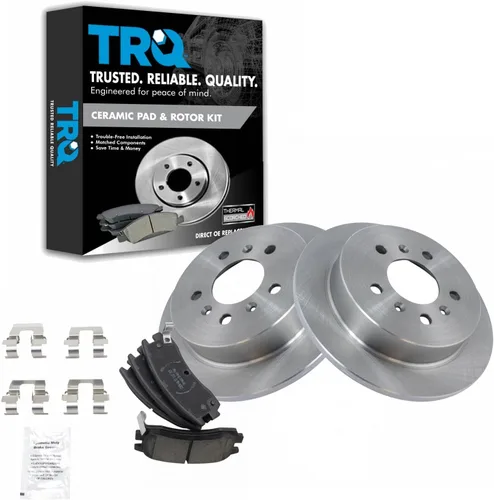 Vista 80 de TRQ Juego de pastillas de freno y rotor de cerámica trasera compatible con Honda Accord V6 1998-02 3.0L con frenos de disco traseros 02-06 Acura RSX