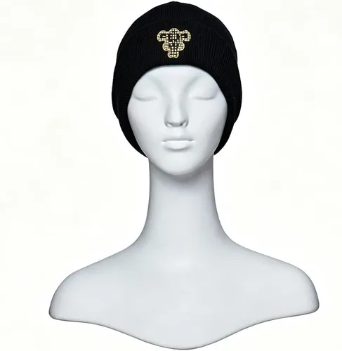 Vista 2 de LoliMiss Gorro de punto con bordado de toro negro anime