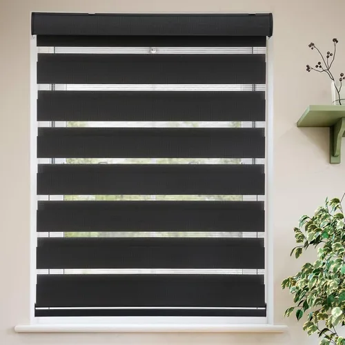 Vista 12 de Personalizadas MYshade - Persianas de cebra para ventanas sin cordones, persianas para ventanas con filtro de luz, tratamientos para ventanas