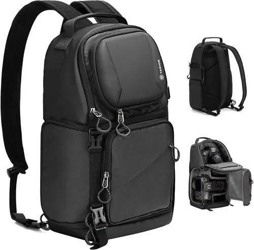 Vista 10 de TARION Mochila para cámara Slim Photography - Bolsa compacta para cámara réflex digital de 12.5 L con acceso lateral compartimento para laptop de 14