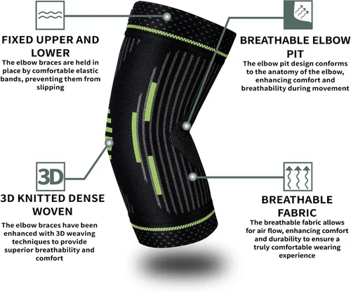 Vista 4 de Manga para Codo de Tenista, Manga de Compresión para Codo, Codera para Tendinitis y Codo de Tenista, Golfistas, Artritis, Bursitis. Alivio del Dolor