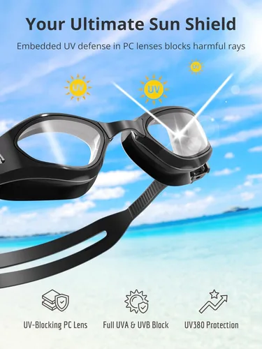 Vista 5 de Gafas de natación, sin fugas, gafas de natación para adultos con lentes resistentes a la niebla, bloqueo UV para hombres, mujeres y jóvenes