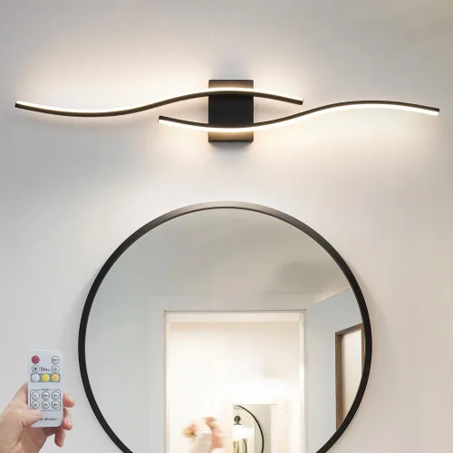 Vista 8 de Modernas lámparas de baño doradas, luz LED de tocador con control remoto, lámpara de tocador de baño sobre espejo, luces de pared para dormitorio