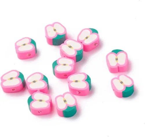 Vista 7 de Cuentas de arcilla polimérica hechas a mano con forma de fruta mixta, cuentas sueltas de color mixto, cuentas espaciadoras para hacer joyas