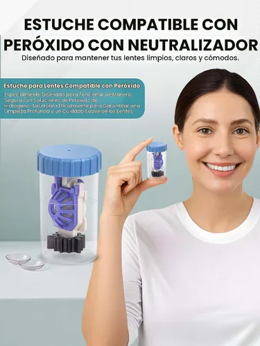 Vista 6 de SPORTS WORLD VISION - Estuche para lentes de contacto con peróxido de hidrógeno (3 piezas) fácil de transportar, funda protectora universal Azul