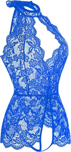 Vista 2 de Ababoon Lencería de encaje de una pieza, para mujer, baby doll sexy, ropa de dormir