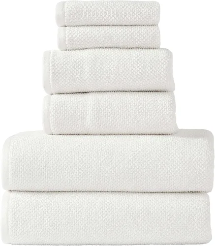 Vista 11 de Juego de toallas de 6 piezas, 680 GSM, 100% algodón, calidad premium, 2 toallas de baño, 2 toallas de mano, 2 paños de lavado, ultra suaves