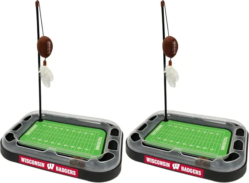 Vista 24 de Pets First NCAA Alabama Crimson Tide Football Field - Juguete rascador para gatos con peluche relleno de hierba gatera y juguete de plumas, con bola