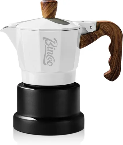 Vista 11 de Estufa para máquina de café expreso, olla de camping Moka de 2 tazas/4.1 fl oz, cafetera italiana de café expreso, fácil de usar (negro)