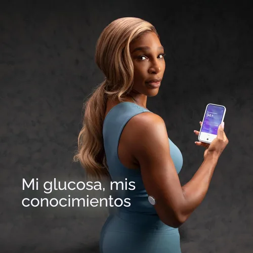 Vista 6 de Lingo Monitor Continuo de Glucosa (CGM) y Aplicación. Fabricado por Abbott. Conozca el impacto de lo que come. 1 biosensor Lingo dura hasta 14