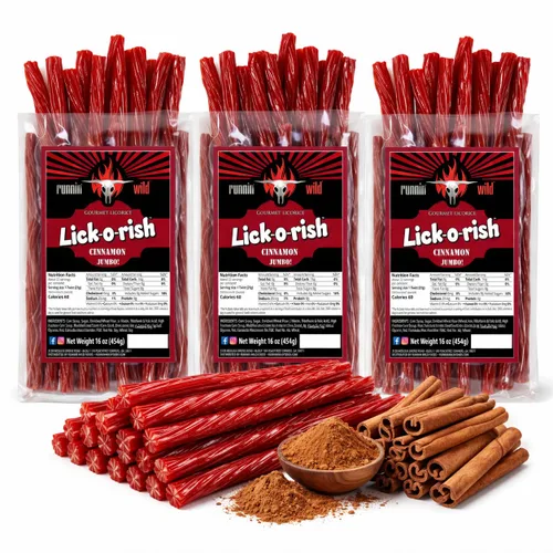 Vista 11 de Caramelo de regaliz de cereza Dulces divertidos y festivos para el Día de la Madre Lick-o-Rish, 3 libras en total