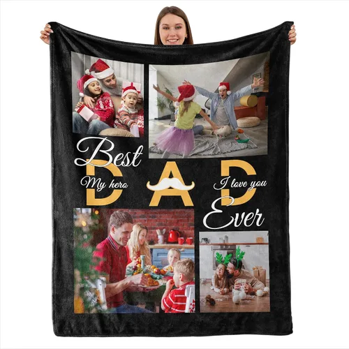Vista 13 de TURMTF Manta personalizada con foto para mamá de hija e hijo, regalos de boda personalizados para ella, él, pareja, esposa, marido, novia, novio