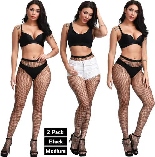 Vista 3 de DRESHOW Women Fishnet Tights Fishnet Stockings Hight Waist Tights Thigh High Pantyhose Plus
