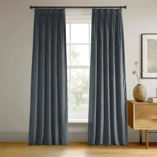 Vista 24 de HPD Half Price Drapes Cortinas Opacas de Terciopelo - 84 Pulgadas de Largo 1 Panel Cortina Opaca Signature Plisada para Sala de Estar y Dormitorio