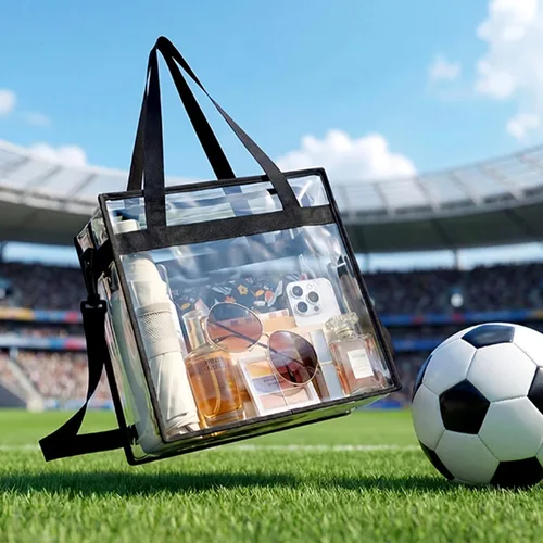 Vista 2 de BAGAIL - Bolsas transparentes 12x6x12 aprobadas para estadios con cierre de cremallera, bolsa de hombro bandolera con correa ajustable