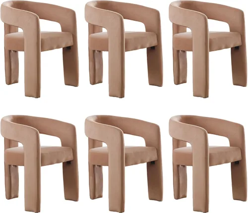 Vista 43 de Silla moderna de comedor en barril, silla de cocina acentuada tapizada en cuero sintético con brazos, silla lateral cómoda para sala de blanco