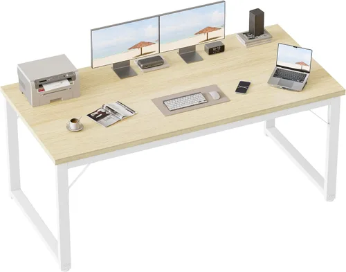 Vista 38 de Mericonia Escritorio para computadora, escritorio de juegos para espacios pequeños, mesa de estilo moderno y simple para oficina en casa, mesa