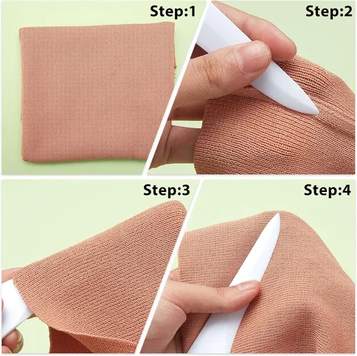 Vista 3 de Outus 3 piezas de herramienta de costura para coser acolchados, prensar costuras y marcar tela, girador de puntos de plástico con borde de costura