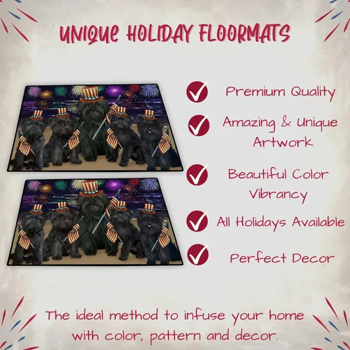 Vista 3 de Doggie of the Day Affenpinscher Dogs Floor Mat - 4th of July Independence Day - Best Dog Doormat - Protector Decor - Unique Portrait Art - Premium